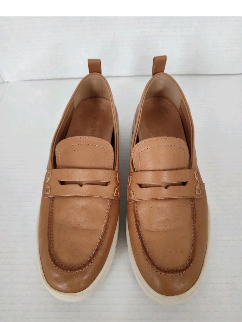 Vionic Uptown Loafers Camel Tan Leather Shoes Women's Size 8.5 Slip on